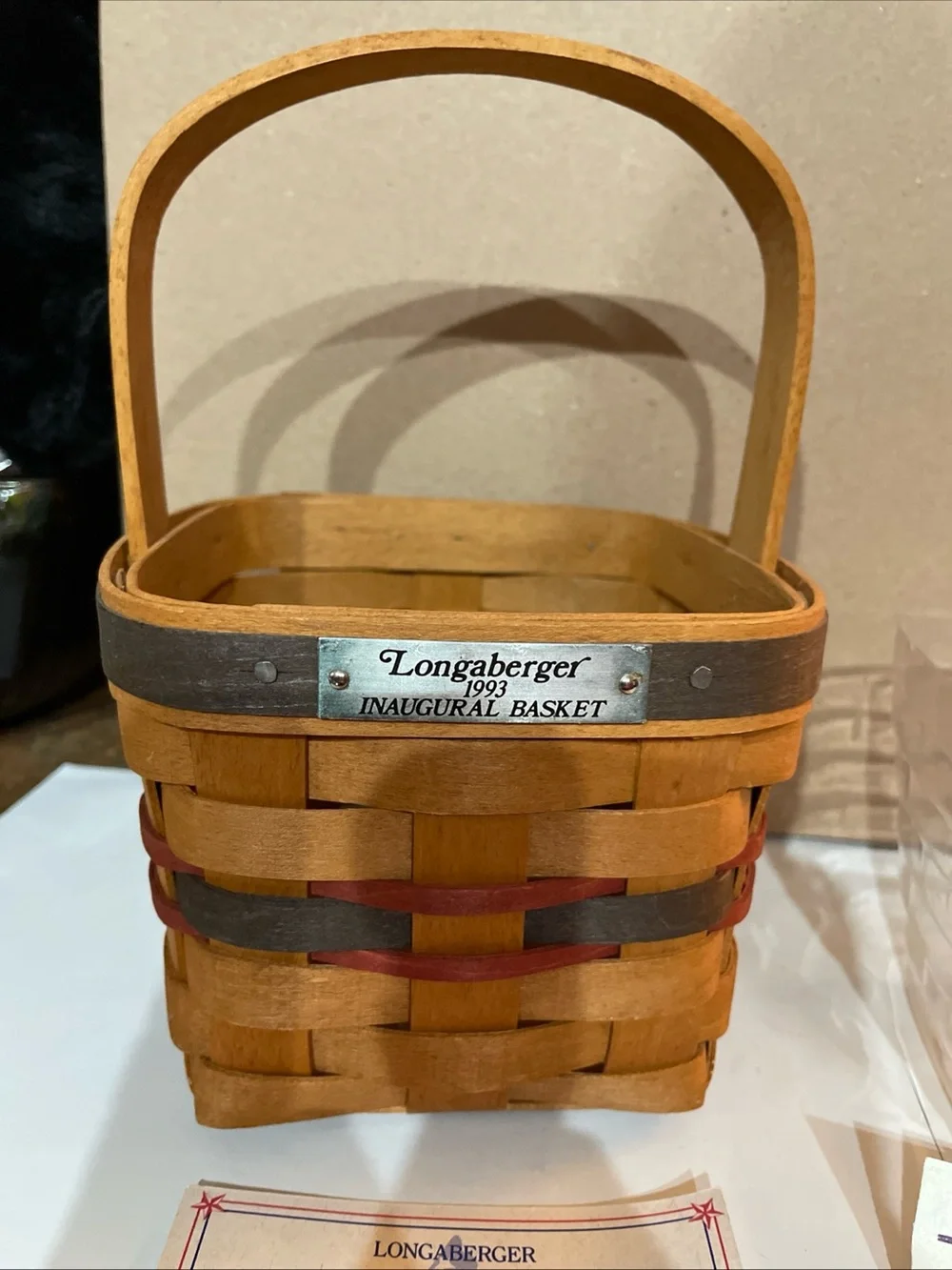 Longaberger 1993 Inaugural Basket 5 x 4.5   With plastic liner/description card